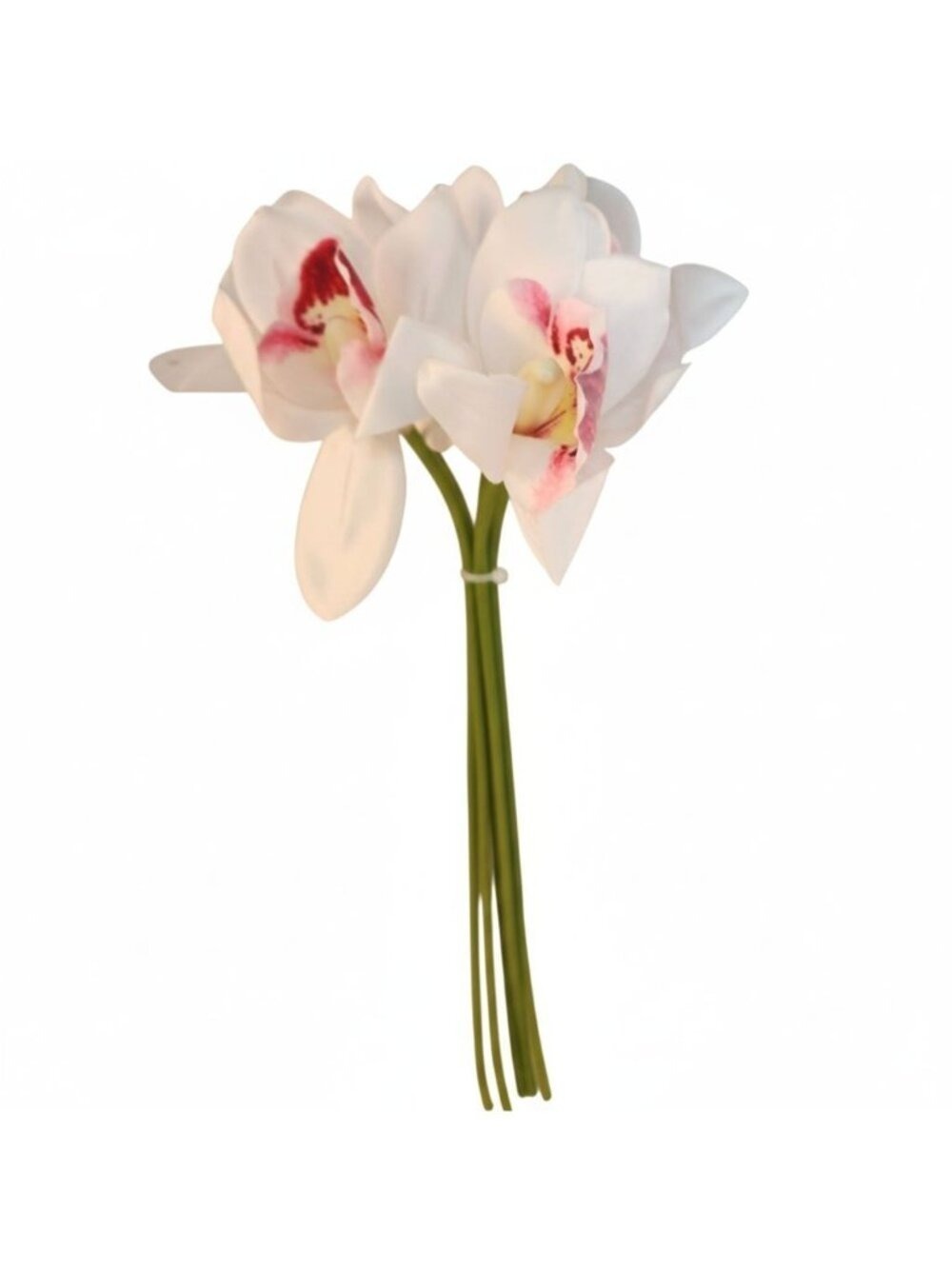 Artificial Cymbidium Orchid Stems White Blush Pink Faux Orchid Bouquet Realistic